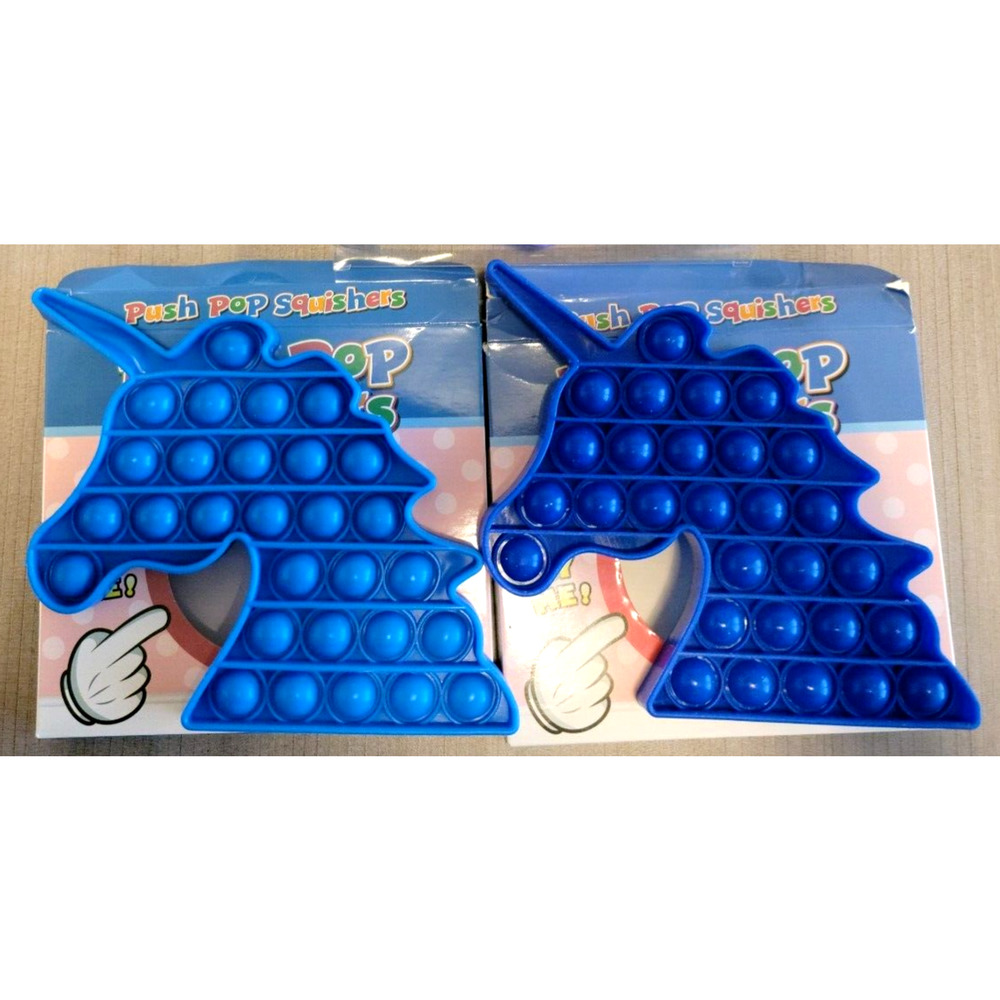 Push Pop Squishers (Lot Of 2) Unicorn Blue 5+ Stress Relief Toy Soft Relax
